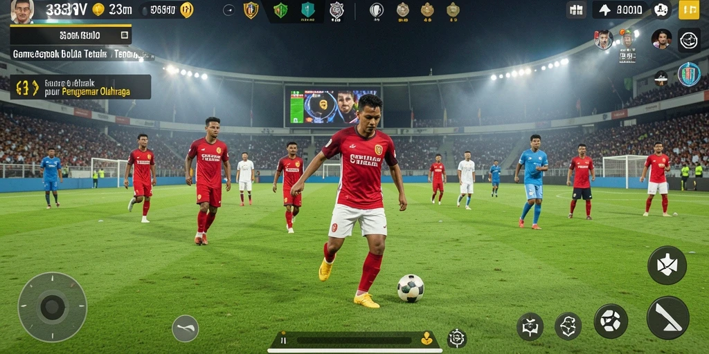 Screenshot tampilan gameplay menarik dari 333V dengan aksi sepak bola yang intens.