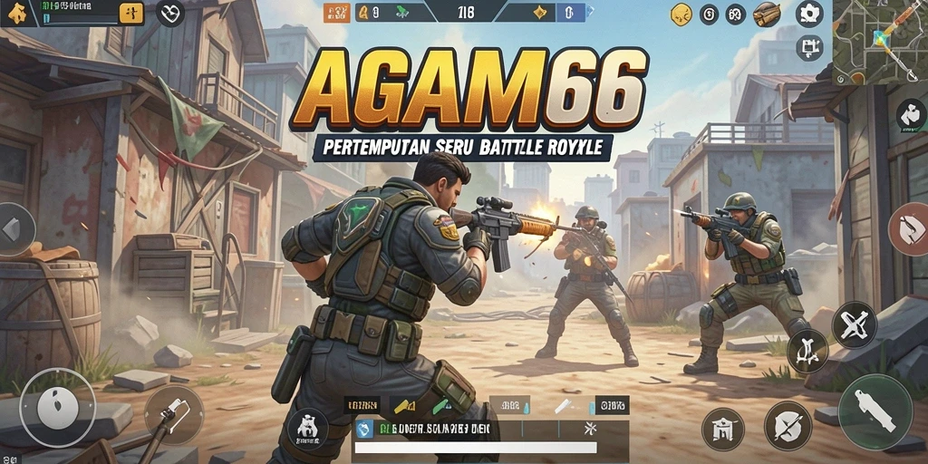 Tangkapan layar utama AGAM66 menampilkan aksi pertempuran Battle Royale yang mendebarkan.