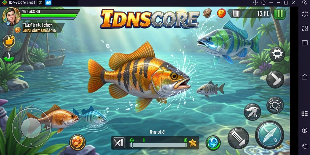 Gameplay seru menembak ikan dalam IDNSCORE.