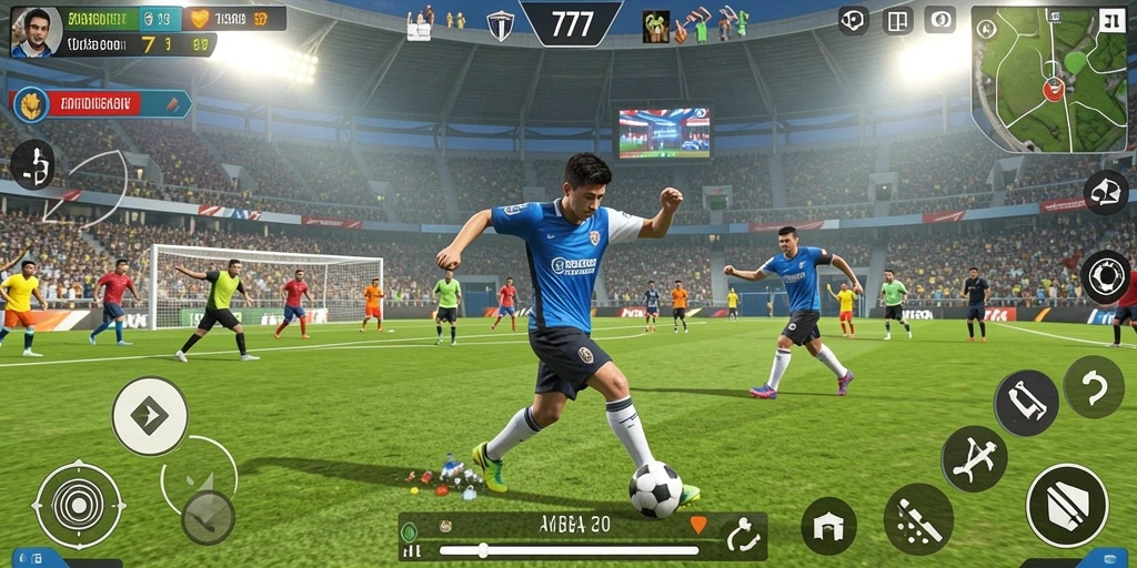 Tampilan gameplay L777 menampilkan penggemar olahraga beraksi.