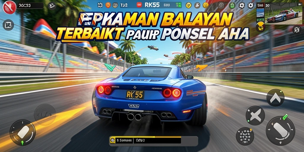 Tangkapan layar RK55 menunjukkan pertandingan balapan yang intens dan mendebarkan.